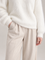 Women's Fluffy Knit Henley Jumper | Pearl Buttons, Relaxed Fit