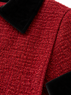 Women's Tweed Cropped Jacket | Velvet Collar, Patch Pockets