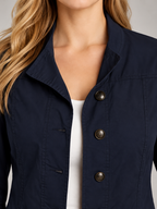 Women's Cotton Utility Jacket | Stand Collar, Roll-Tab Sleeves