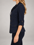 Women's Cotton Utility Jacket | Stand Collar, Roll-Tab Sleeves