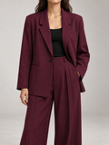 Women's Relaxed Blazer & Wide-Leg Trouser Suit Set | Single Button