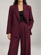 Women's Relaxed Blazer & Wide-Leg Trouser Suit Set | Single Button