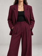 Women's Relaxed Blazer & Wide-Leg Trouser Suit Set | Single Button