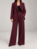 Women's Relaxed Blazer & Wide-Leg Trouser Suit Set | Single Button
