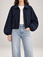 Women's Cropped Zip Jacket | Collared, Elasticated Hem