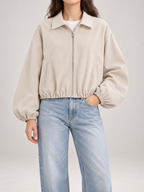 Women's Cropped Zip Jacket | Collared, Elasticated Hem
