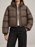 Women's Cropped Puffer Jacket | Funnel Neck, Drawcord Hem