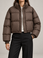 Women's Cropped Puffer Jacket | Funnel Neck, Drawcord Hem