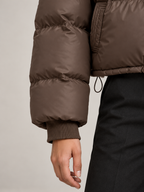 Women's Cropped Puffer Jacket | Funnel Neck, Drawcord Hem