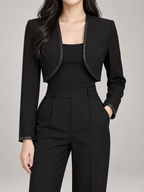 Women's Cropped Bolero Jacket | Beaded Trim, Open Front