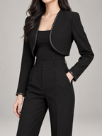 Women's Cropped Bolero Jacket | Beaded Trim, Open Front