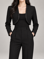 Women's Cropped Bolero Jacket | Beaded Trim, Open Front