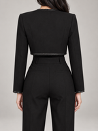 Women's Cropped Bolero Jacket | Beaded Trim, Open Front