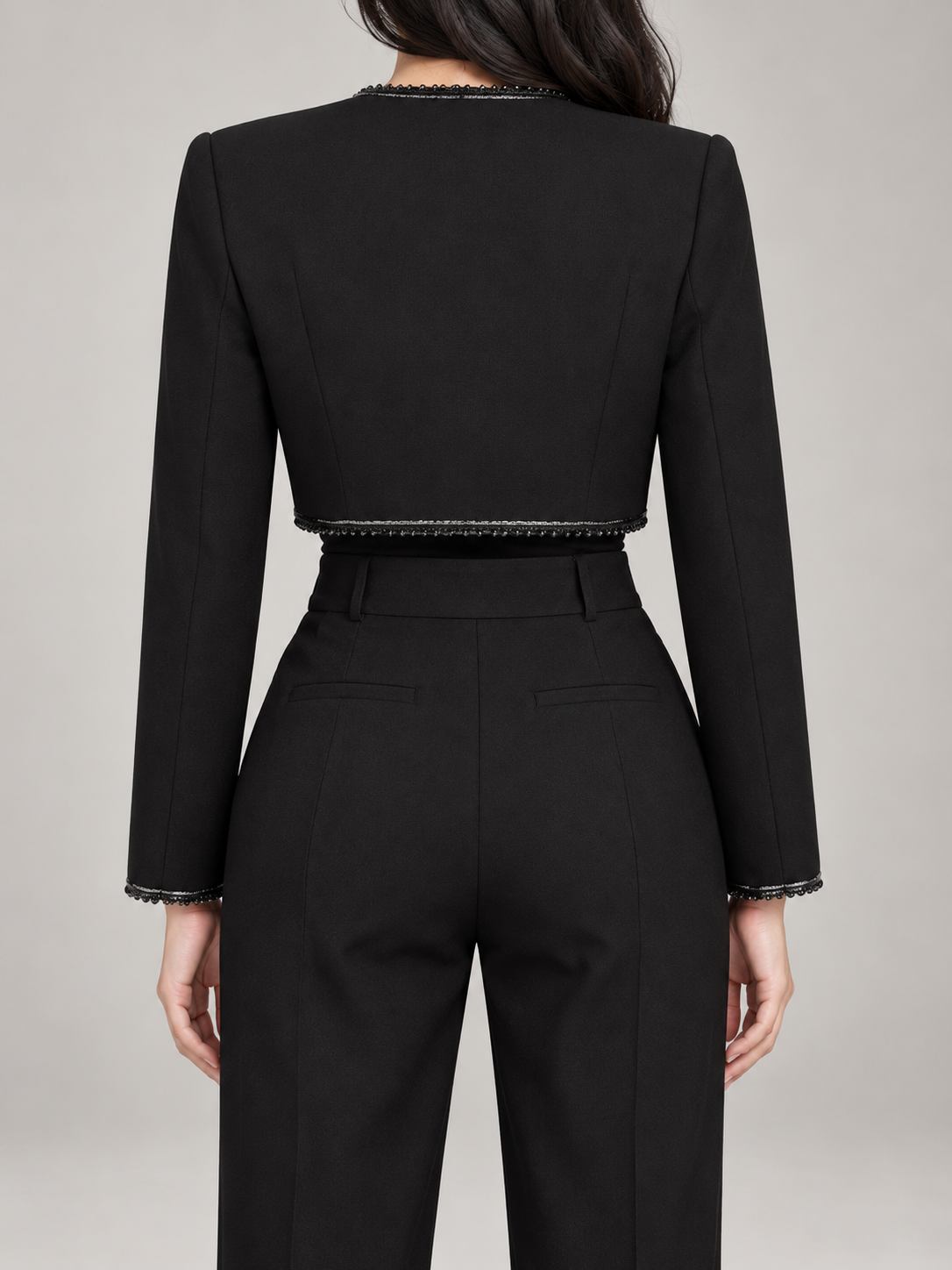 Women's Cropped Bolero Jacket | Beaded Trim, Open Front