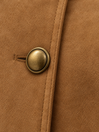 Women's Faux Suede Collarless Jacket | Button Front, Flap Pockets