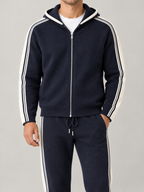 Men's Knit Tracksuit Set | Zip Hoodie & Side Stripe Joggers
