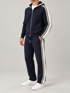 Men's Knit Tracksuit Set | Zip Hoodie & Side Stripe Joggers