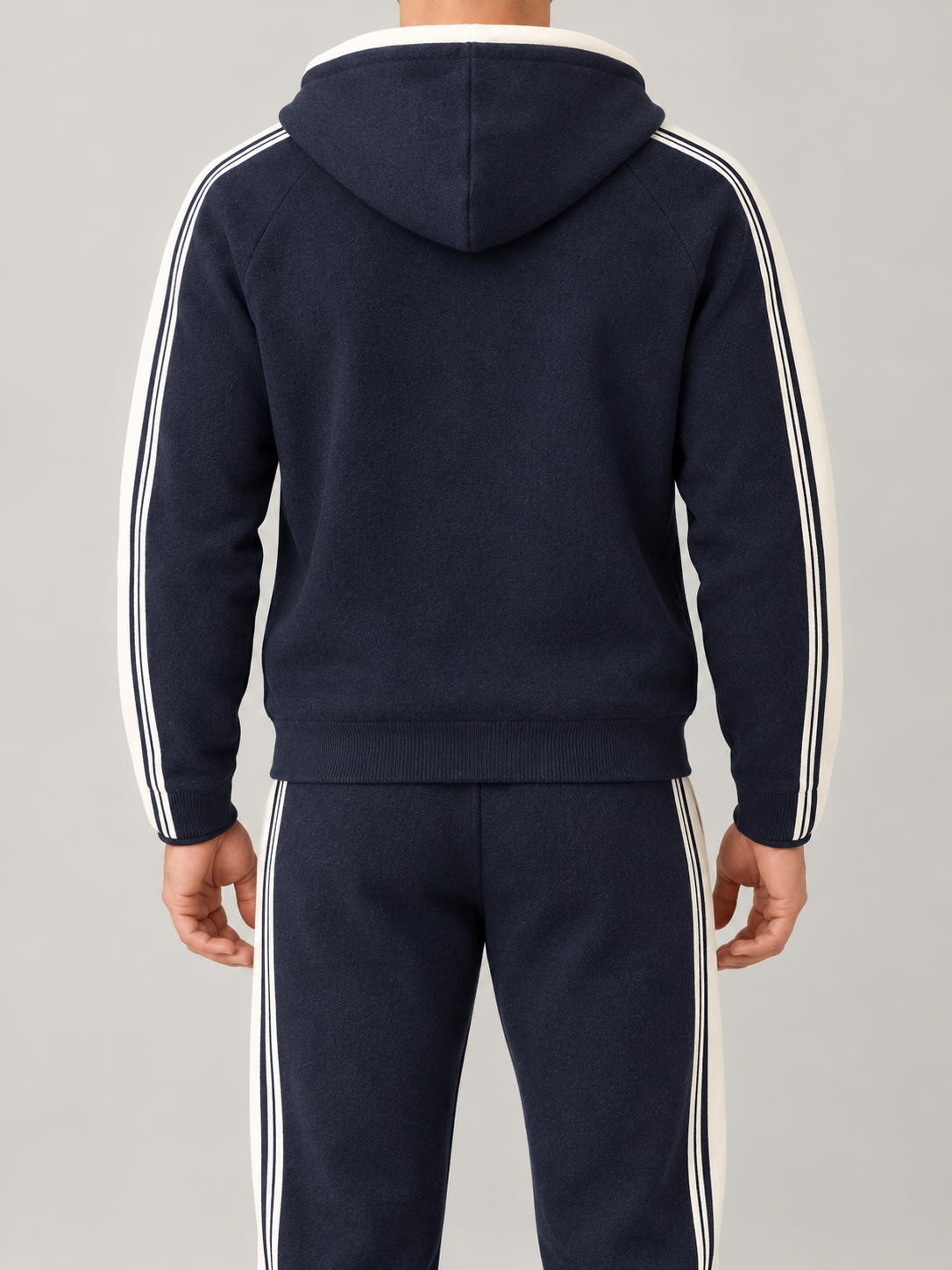Men's Knit Tracksuit Set | Zip Hoodie & Side Stripe Joggers