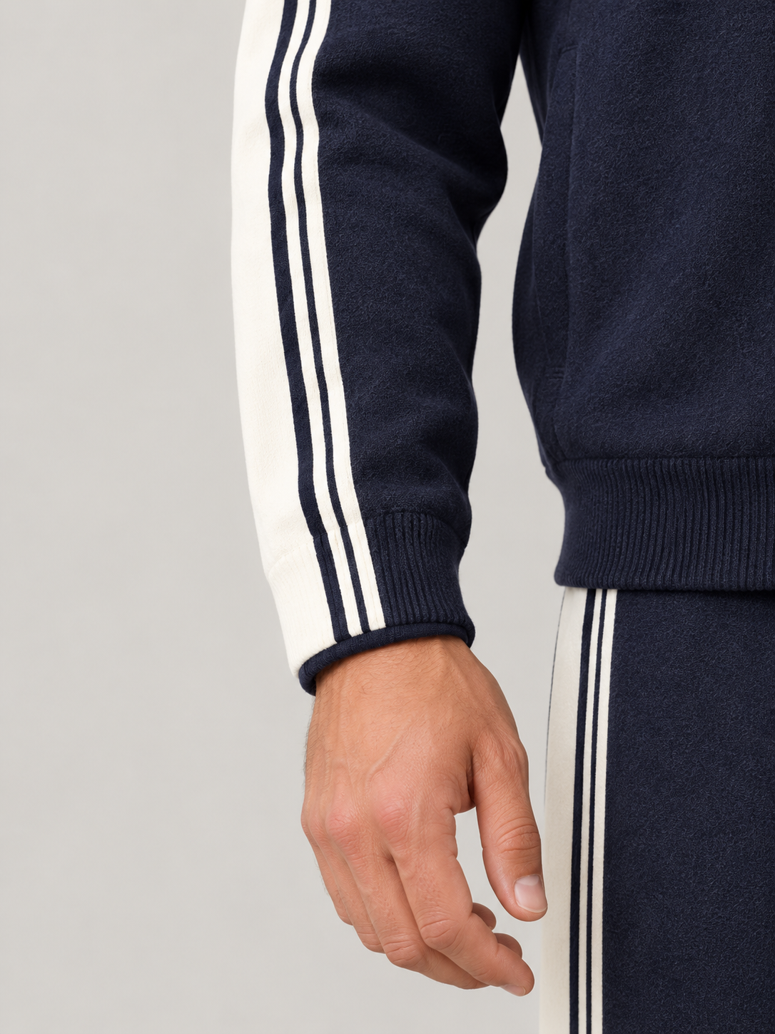 Men's Knit Tracksuit Set | Zip Hoodie & Side Stripe Joggers