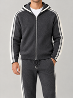 Men's Knit Tracksuit Set | Zip Hoodie & Side Stripe Joggers