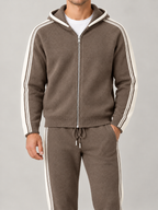 Men's Knit Tracksuit Set | Zip Hoodie & Side Stripe Joggers