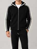 Men's Knit Tracksuit Set | Zip Hoodie & Side Stripe Joggers