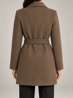 Women's Belted Herringbone Wool-Blend Blazer | Quilted Lining, Patch Pockets