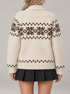 Women's Snowflake Zip-Up Knit Cardigan