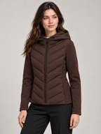 Women's Slim Hooded Hybrid Jacket | Chevron Quilted Front