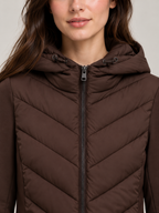 Women's Slim Hooded Hybrid Jacket | Chevron Quilted Front