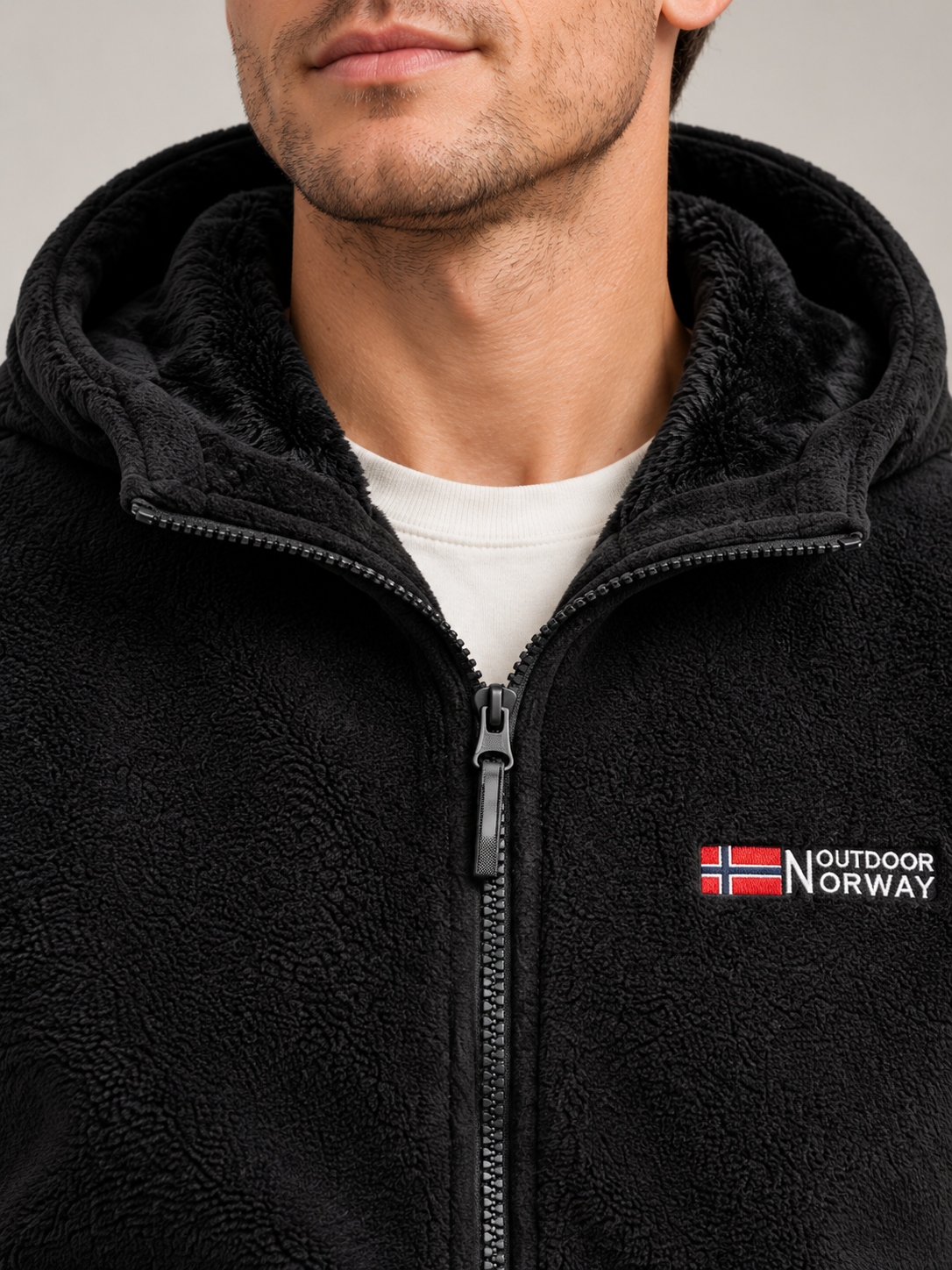 Men's Hooded Fleece Jacket | Full Zip, Sherpa Lined