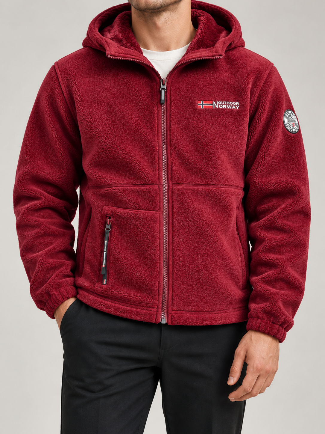 Men's Hooded Fleece Jacket | Full Zip, Sherpa Lined