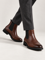 Men's Brogue Chelsea Boots | Lug Sole