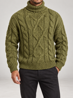 Men's Cable Knit Roll Neck Jumper