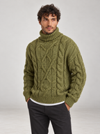 Men's Cable Knit Roll Neck Jumper