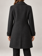 Women's Wool Blend Coat | Longline Notch Lapel Tailored Coat