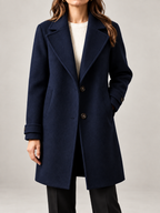 Women's Wool Blend Coat | Longline Notch Lapel Tailored Coat