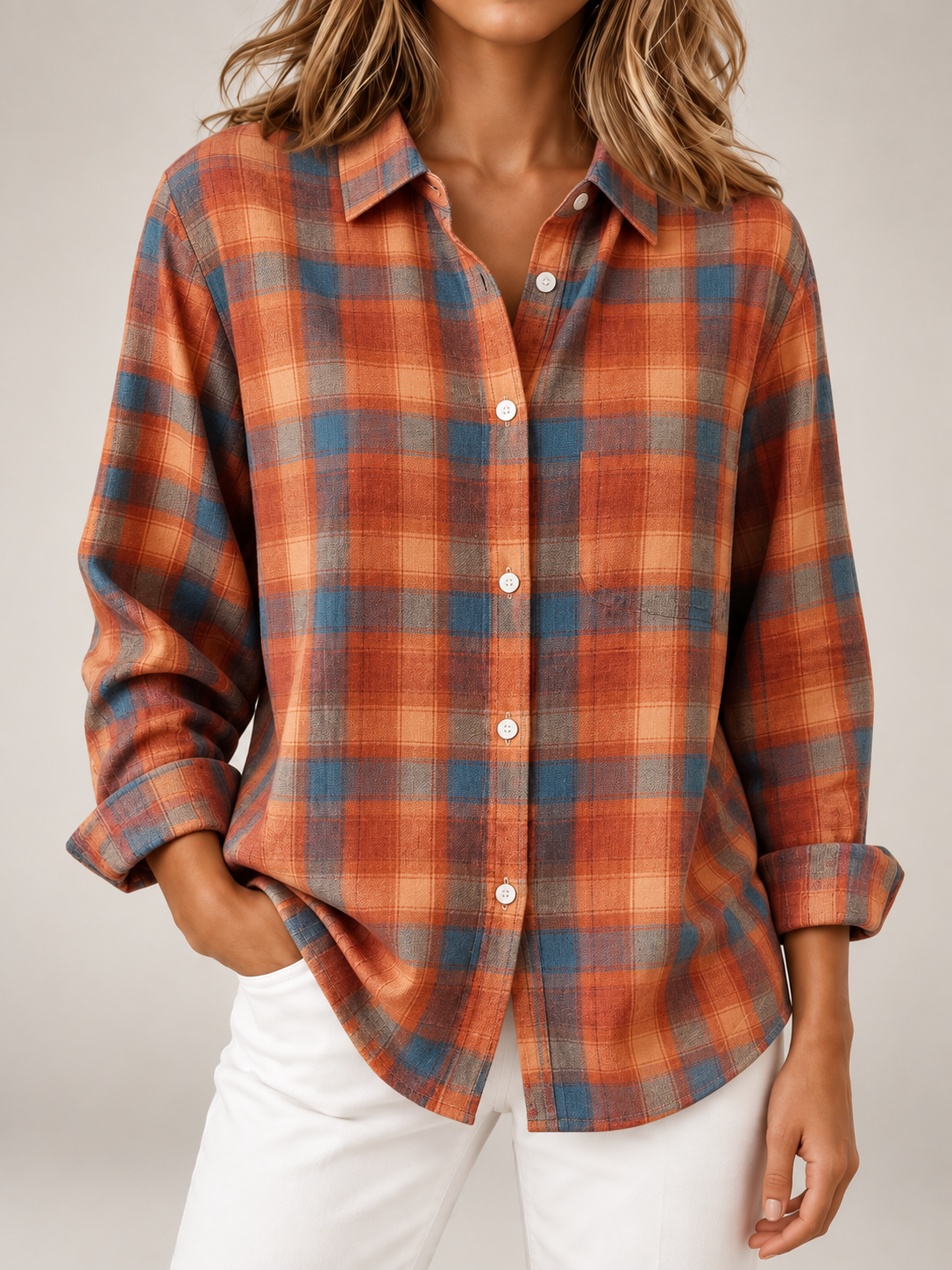 Women's Printed Cotton Shirt | Oversized Long Sleeve Button Front