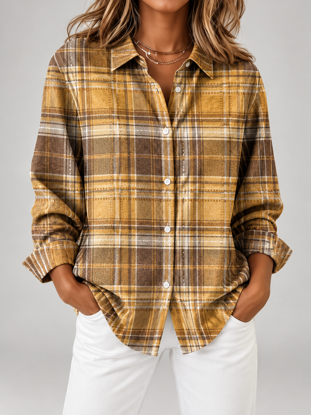 Women's Striped Cotton Shirt | Relaxed Long Sleeve Button Front