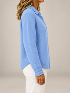 Women's Collared Knit Cardigan | Button Front Relaxed Overshirt