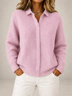 Women's Collared Knit Cardigan | Button Front Relaxed Overshirt