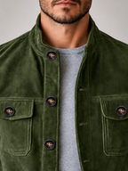 Men's Corduroy Jacket | Stand Collar Button Front Overshirt