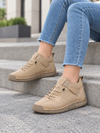 Women's Leather Casual Shoes | Lace-Up Flat Everyday Trainers