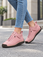 Women's Leather Casual Shoes | Lace-Up Flat Everyday Trainers