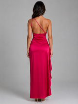 Women's Satin-Feel High Split Maxi Dress