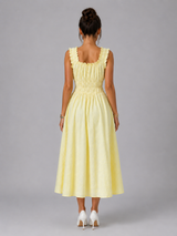 Women's Floral Shirred Waist Midi Dress