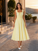 Women's Floral Shirred Waist Midi Dress