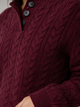 Women's Cable Knit Button Neck Sweater