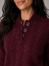 Women's Cable Knit Button Neck Sweater