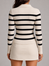 Women's Striped Half-Zip Knit Sweater
